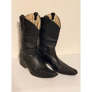 Mens Black Leather Western Cowboy Boots Snip Toe Whipstitch Mexico Size 8